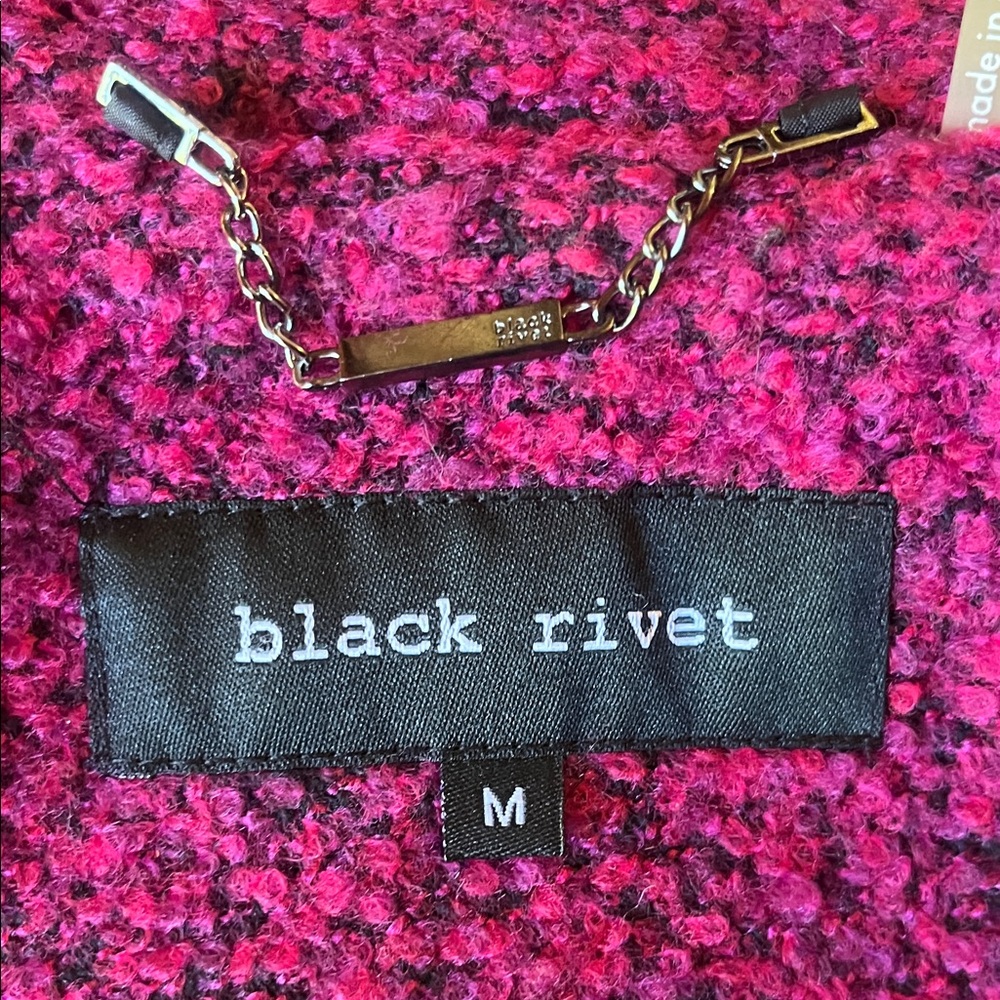 Black Rivet Fuchsia and Black Button Down Coat - Picture 13 of 13